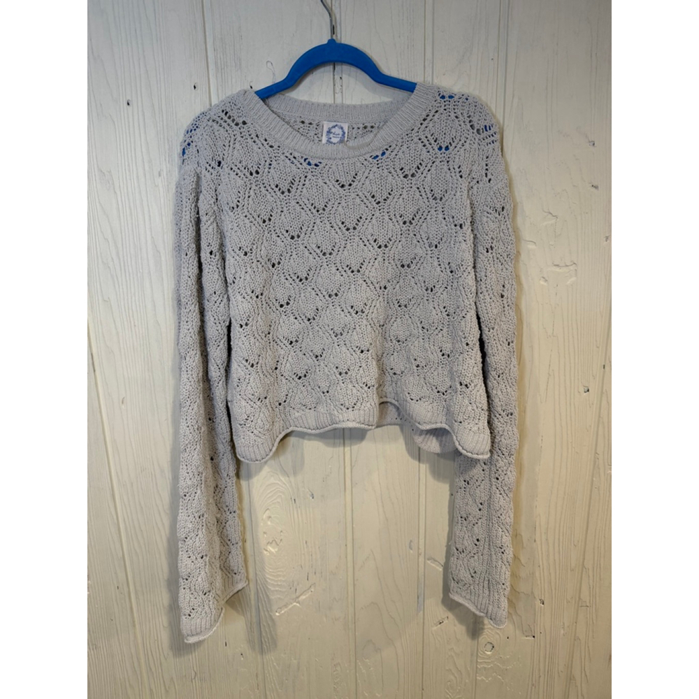 Women's Blue Rain Light Gray Knit Crew Neck Sweater XL
